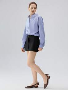 Ladies Leopard Print Open Back High Heel Sandals, Pointed Toe Fashion Bow Chunky Heels Pumps Winter Gifts - Leopard - View 2