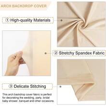 2025Hot SaleBeige Spandex Arch Cover Set Of 2 Arch Covers Stretchy Backdrop Chiara Wall Arch Stand Cover 6FT.2FT Round Top Backdrop Cover Arched Stand Wedding Covering Balloon Party Ornaments - 象牙 - 查看 9