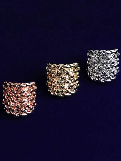 DUBSS 1 Piece Iced Out Nugget Ring For Men Plated Cubic Zirconia Hip Hop Jewelry