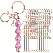 4/8/12/20pcs(No Beads) Beaded Key Chain Kits, Metal Blank Beaded Key Chain DIY Accessories, For Pendant, Jewelry Making, Gift