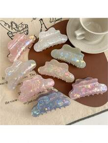 大型炫彩美人鱼爪发夹，醋酸纤维云朵发爪，女士 - 彩色 - 查看 4