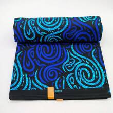 2,8 yardas/5,6 yardas Tela estampada africana de cera con patrón de ondas azules, tela reversible de geometría multicolor de poliéster, estilo Ankara, adecuada para impresión de fiestas, manualidades de costura DIY, decoración del hogar y artesanía, lavar a mano únicamente - Ideal para entusiastas del bricolaje y artesanos - Adecuado para proyectos de acolchado, costura y decoración de interiores, vendido por yarda