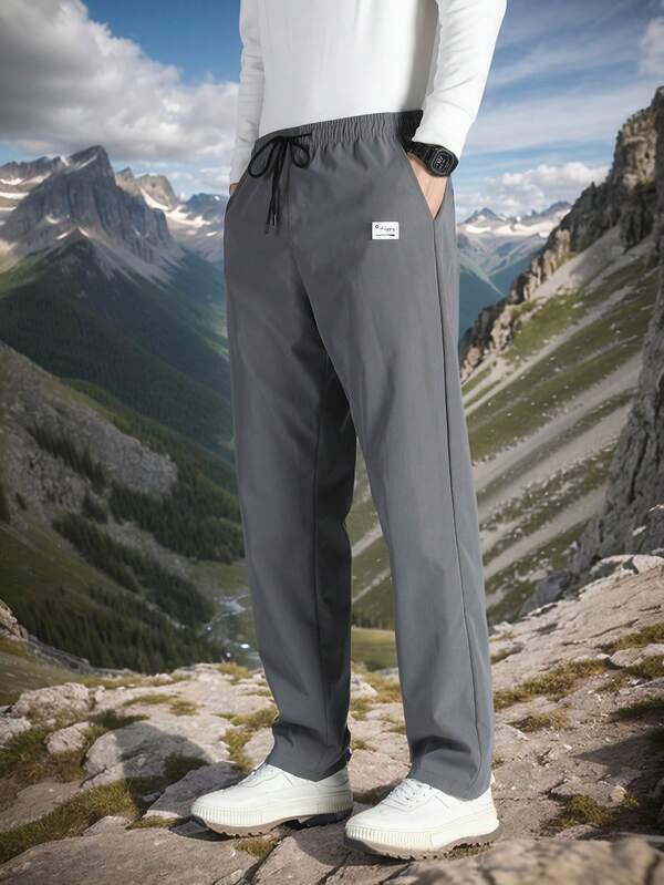 1pc Men's Outdoor Casual Straight Leg Pants, Loose Fit Workwear Style Trousers, Solid Color Sports Long Pants, Spring/Autumn