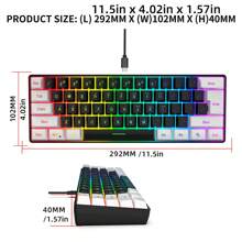 HXSJ kabelgebundene Tastatur mit USB-C abnehmbarem Kabel, tragbares Design, RGB-Beleuchtung und Membranstruktur, geeignet für Zuhause, Büro und Gaming Verwendung, nur kabelgebunden