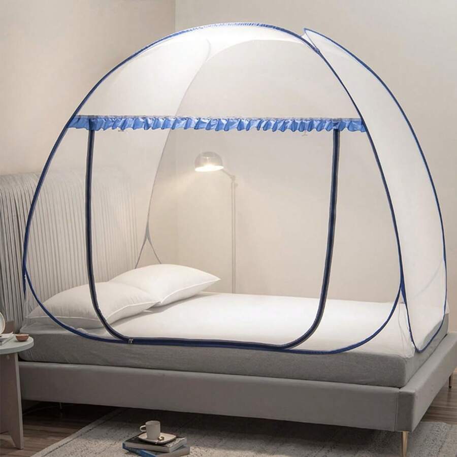 Mosquito Nets Are Great Items. Mosquito Net Tent For Bed,Pop-Up Bed Canopy With Net Bottom,Mosquito Netting Bed Tent For Kids Girls Boys,Bed,Suit For Indoor Outdoor (Twin, Gray) - 藍色 - 查看 1