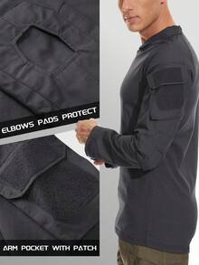 KEFITEVD Men's Tactical Shirt Long Sleeve Combat Shirt 1/4 Zip With Pockets Military Paintball Airsoft Breathable - Xám - Xem 4