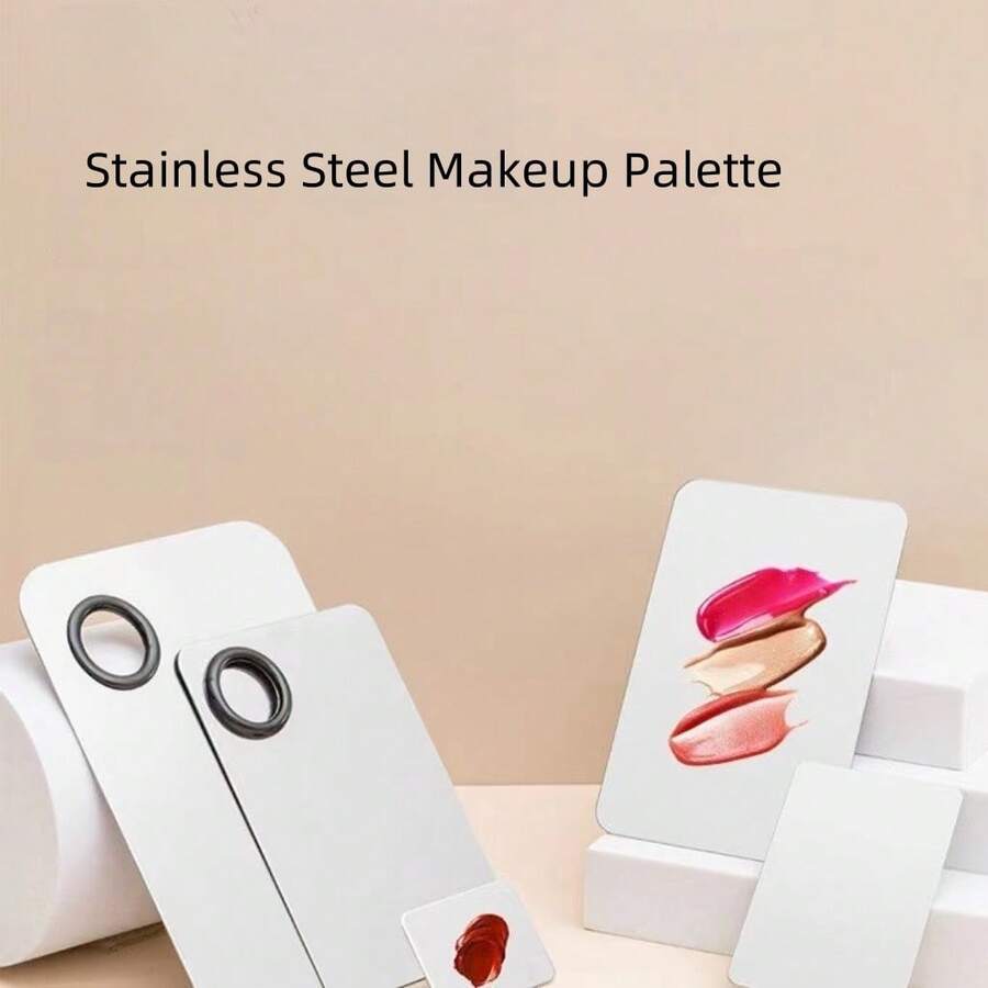 1pc Stainless Steel Makeup Color Mixing Palette And Spatula Set, Foundation, Lipstick, Nail Supplies Color Blender, Makeup Tools