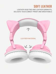 猫咪风格游戏耳机，带彩色 LED 灯，长时间播放，带麦克风，可折叠，深沉低音，HiFi 立体声，适用于平板电脑和手机