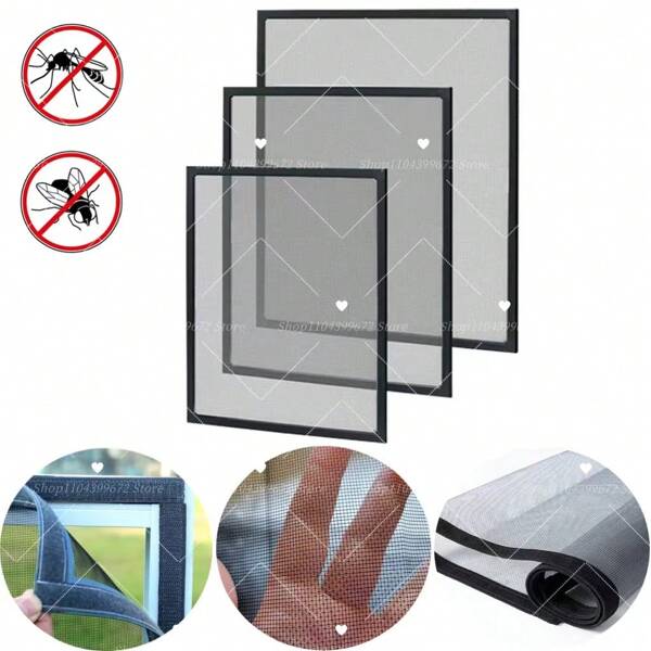 Removable Anti-Mosquito Mesh Window Screen, No Drilling Required, Black Breathable Mesh Curtain, Reusable With Hook And Loop, Anti-Fly Window Curtain, Multi-Function Indoor & Outdoor Insect Protection Screen, Suitable For All Year Round, Easy To Clean & Decorate