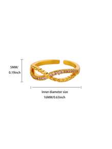 1PC Zirconia Infinite Symbols Rings For Women Gold Color Opening Stainless Steel Infinite Ring Aesthetic Party Waterproof Jewelry Gift BFF
