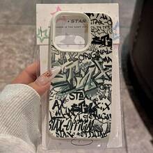 1pc TPU Material Artistic Graffiti Letter Full Screen Pattern Phone Case Suitable For Apple Phones - White - View 2