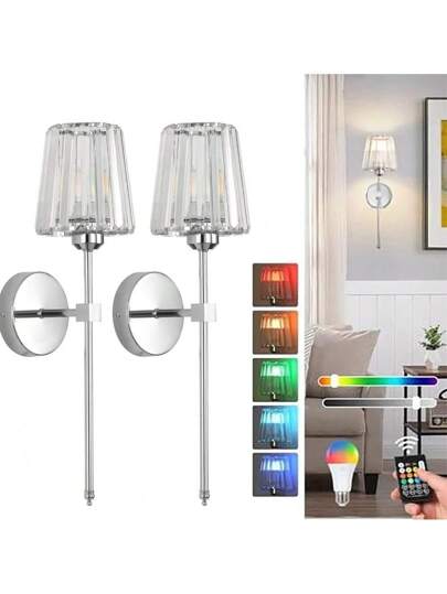 Minimalist Crystal Wand Sconce ation Fixtures Moderne Lamps Home Retro Lights Luxe 2000mAh RGB ful Stage Verlichting Zwart Goud Chrome Bedside Living Room Bedroom Indoor Lighting Dining Hallway Lamp Aisle Coffee Shops view 3