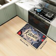 Kitchen Rug And Mat Set With My Kitchen Phrase Pattern, Non-Slip Washable, Kitchen Cushion, Smooth Soft Comfortable Easy To Clean Material, Suitable For Bedroom, Living Room, Dining Room, Kitchen, Bathroom, Entryway