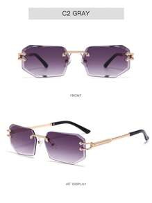 Fashionable Travel Glasses, Rimless Polygonal Cut-Edge Glasses For Women