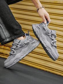 Zapatillas casuales de verano para hombres, diseño especial, de suela gruesa, transpirables, versátiles, con diseño atlético y deportivo, suela gruesa, aumentan la altura, duraderas, livianas, estilo retro robusto, para gimnasio