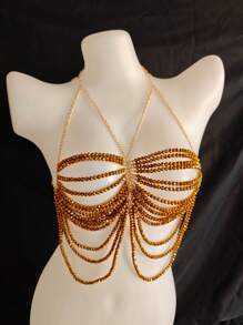 Sexy, modische Körperkette, hochwertige Brustkette mit Diamantbesatz, Top-Kette, Hochzeitskleid, Nachtclub-Partyschmuck