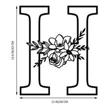 1 pieza Cartel de metal con Flor y Letra, Combinación personalizada de nombres, letras iniciales y palabras, Decoración de pared de arte de metal, Decoración DIY de fondo de boda, Regalo para el hogar