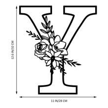 1 pieza Cartel de metal con Flor y Letra, Combinación personalizada de nombres, letras iniciales y palabras, Decoración de pared de arte de metal, Decoración DIY de fondo de boda, Regalo para el hogar