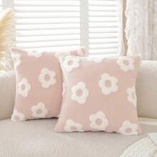 2 piezas Fundas decorativas de almohada con estampado jacquard floral 3D, adecuadas para la sala de estar y el dormitorio, para primavera/verano (solo fundas, sin relleno de almohada)