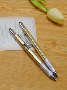 1pc 6-In-1 Multi-Purpose Pen Construction Tool, Gift Tool Pen, Multi-Purpose Pen With Ball Pen, Ruler, Touch Pen, Level, Screwdriver, Pen Tool Small Tool Pen Gift, Suitable For Dad Gift, Christmas And Birthday Presents Back To School - Yellow - View 9