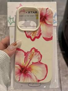 Funda protectora de TPU antichoque y antigotas compatible con iPhone 16, 15, 14, 13, 12, 11 Pro Max, con diseño de 1 flor rosada