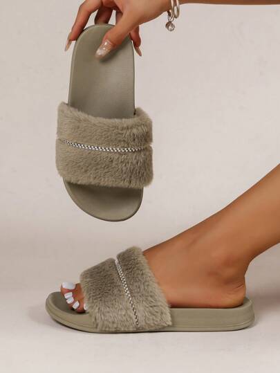 Pantofole da donna con punta tonda e imbottitura morbida, pantofole casual e confortevoli da indossare in casa e all'esterno, alla moda e versatili