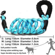 1pc Glow In The Dark Heavy Duty Nylon Dog Leash, Suitable For Medium Dogs