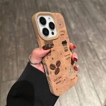 Teléfono con Orificio Grande, Diseño de Piel Sintética en Color Café Sólido con Diseño de Ositos, Compatible con los Modelos 11, 11 Pro, 12, 12 Pro, 13 Pro, 14 Pro, 14 Plus, 14 Pro, 15, 15 Plus y 15 Pro. - Caqui - Ver 8