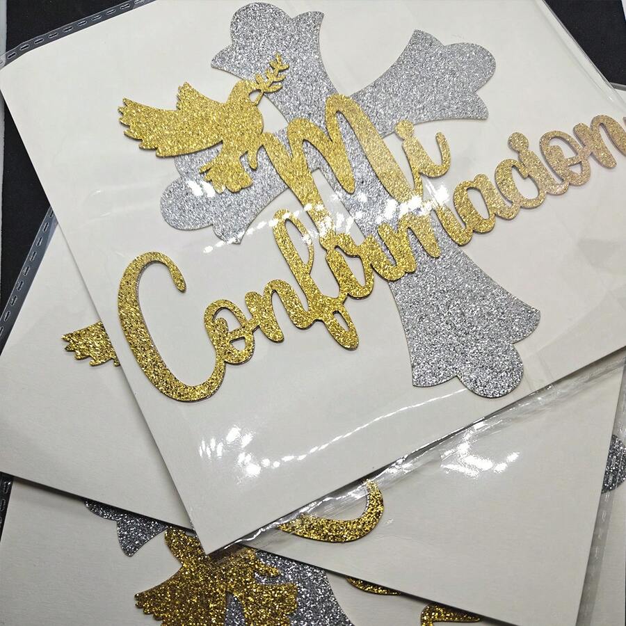 3pcs Cross Cake Topper Paperboard For Baptism, Christening, Communion Cake Decor, "Mi Bautizo", God Bless Cake Topper For Party Cake Decorations, Baptism Party, BabyShowers, Gender Reveal, Birthdays, Graduation, Holiday Celebrations, Cake Decor Supplies, Baking Decor Supplies, Party Decor Supplies - Multicolor - View 1