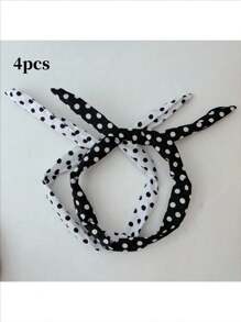2/4pcs Polka Polka Dot Headband Suitable For Girls And Women, Vintage Bandana (Red, Black, White) Printed Headband From The 1950s, Cute Bow Dots, Hair Accessories For Women's Daily Use Turban Headband Sweatband