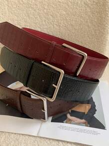 Cinturón ancho para mujer de talla grande con estampado de cocodrilo de estilo vintage y elegante minimalista, cinturón decorativo de piel con estampado animal de lujo y casual, adecuado para uso diario en verano y escuela