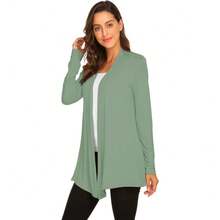 Newchoice Womens Casual Lightweight Long Sleeve Cardigan Soft Drape Open Front Fall Dusters (S-3XL) - Sage Green - View 3