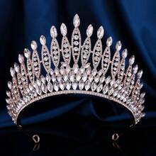 奢华新娘水晶水钻大皇冠，女士选美头饰，适合表演、派对、婚礼、宴会、情人节配饰 - 皇冠 - 查看 18