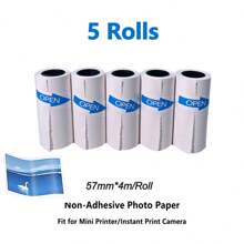 5 Rolls Mini Thermal Printing Paper, Portable Photo Labels For Instant Cameras, Perfect For Family Memory Collections, Memo Learning, Featuring A Smooth White Surface, Photo Printing Supplies, Notes, Images, Diaries, Ink-Free, With A Matte Finish