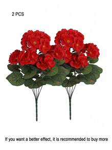 4/2pcs Artificial Shrubs Geraniums Realistic UV Protected Red Pink Begonia Flowers With Green Foliage For Indoor & Outdoor Decor, Perfect For Garden, Porch, Patio, Window Box, And Hanging Planter, Garden Decor , Christmas, Halloween, Thanksgiving, Valentine's,Maintenancefree Plants, Artificial Outdoor Flowers Shrubs
