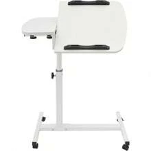 Angle & Height Adjustable Rolling Table Desk,Laptop Notebook Stand Tiltable Tabletop Desk For Home,Office,White