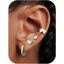 IRONBOX 4 perechi cercei mici din aur pentru femei, hipoalergenici, placați cu aur de 14K, seturi de cercei groși pentru piercing-uri multiple, cercei delicați, set de bijuterii drăguțe din argint pentru cartilaj, cadouri