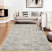Washable Area Rugs, Modern Abstract Plain Texture Living Room Carpet, Contemporary Non-Slip Accent Floor Mat For Bedroom Dining Room - 灰褐色 - 查看 1