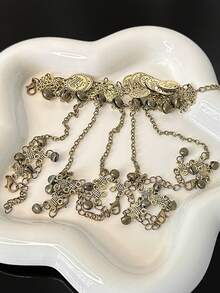 1 件复古魅力小铃铛手指手链肚皮舞饰品复古图案铁材质硬币形状链环手链适合女性男性舞蹈日常休闲装饰佩戴时尚珠宝配饰礼物 - 舞蹈手鍊 - 查看 12