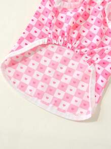 1 pieza Camisa para perros pequeños nueva de diseño de corazón a cuadros bicolor transpirable, con collar y correa incorporada, ligera, para verano