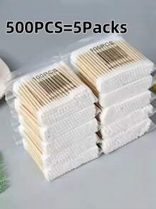 500 Stücke doppelkopf Holz Wattestäbchen zum Reinigen von Nase und Ohren, Makeup-Tools für Frauen, Lippenstift, Wattestäbchen, Spitzen, Ohren-Stäbchen