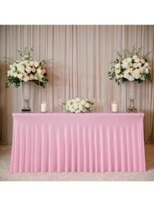 1 pieza Mantel de mesa de tela de espándex blanco, resistente a las arrugas y lavable, se ajusta a mesas de comedor rectangulares, funda elástica para mesa de patio, adecuada para bodas, banquetes, fiestas, estilo Ins de lujo, mantel elástico blanco para hotel, banquete, cumpleaños, conferencia