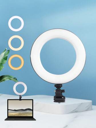 Lampada rotonda da pollici, 3 modalità di colore, adatta per l'auto-servizio, live streaming, media streaming , telefoni, telecamere, oltre a trucco, selfie e live streaming. Adatta per selfie, photography, luce portatile per telefono