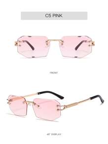 Fashionable Travel Glasses, Rimless Polygonal Cut-Edge Glasses For Women