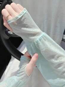 A Pair Of Summer Lace Sun Protection Sleeves, Soft Texture, Breathable And Sweat-Wicking, Beautiful Sun Protection Ice Silk Sleeves, Suitable For Outdoor Travel, Sports, Cycling, Driving, Etc.