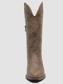 GLOBALWIN Women's Mid Calf Western Cowboy Boots Cowgirl Boots For Women With Floral Embroidery Side Zipper Chunky Heel Fall Boots Halloween Season - 23YY13 駝色 - 查看 7