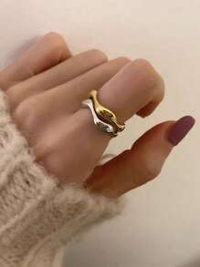 1 Stück Edelstahl 18 Karat vergoldeter verstellbarer V-förmiger Wellering, elegant und modisch für Frauen, geeignet für den täglichen Gebrauch, Anlässe, Dates, hochwertiges Accessoire