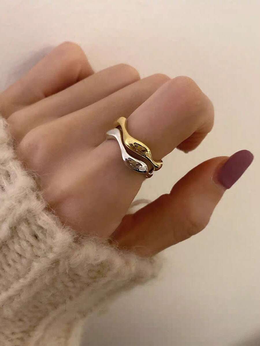 1 Stück Edelstahl 18 Karat vergoldeter verstellbarer V-förmiger Wellering, elegant und modisch für Frauen, geeignet für den täglichen Gebrauch, Anlässe, Dates, hochwertiges Accessoire