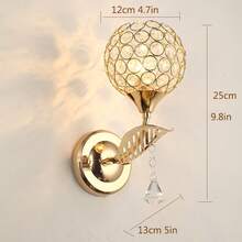 Crystal Leaf Wall Lamp, Nordic Style Bedside Lamp, Modern Minimalist Living Room, Hallway, Balcony, Study Room Lighting Fixture (Bulb Not Included) - Gold - View 9