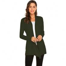 Newchoice Womens Casual Lightweight Long Sleeve Cardigan Soft Drape Open Front Fall Dusters (S-3XL) - Olive Green - View 1